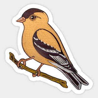 American Goldfinch Yellow Bird on Branch Sticker